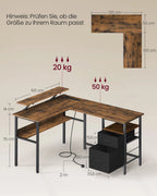 L-Vorm Bureau met Stopcontacten - Gaming & Werkplek