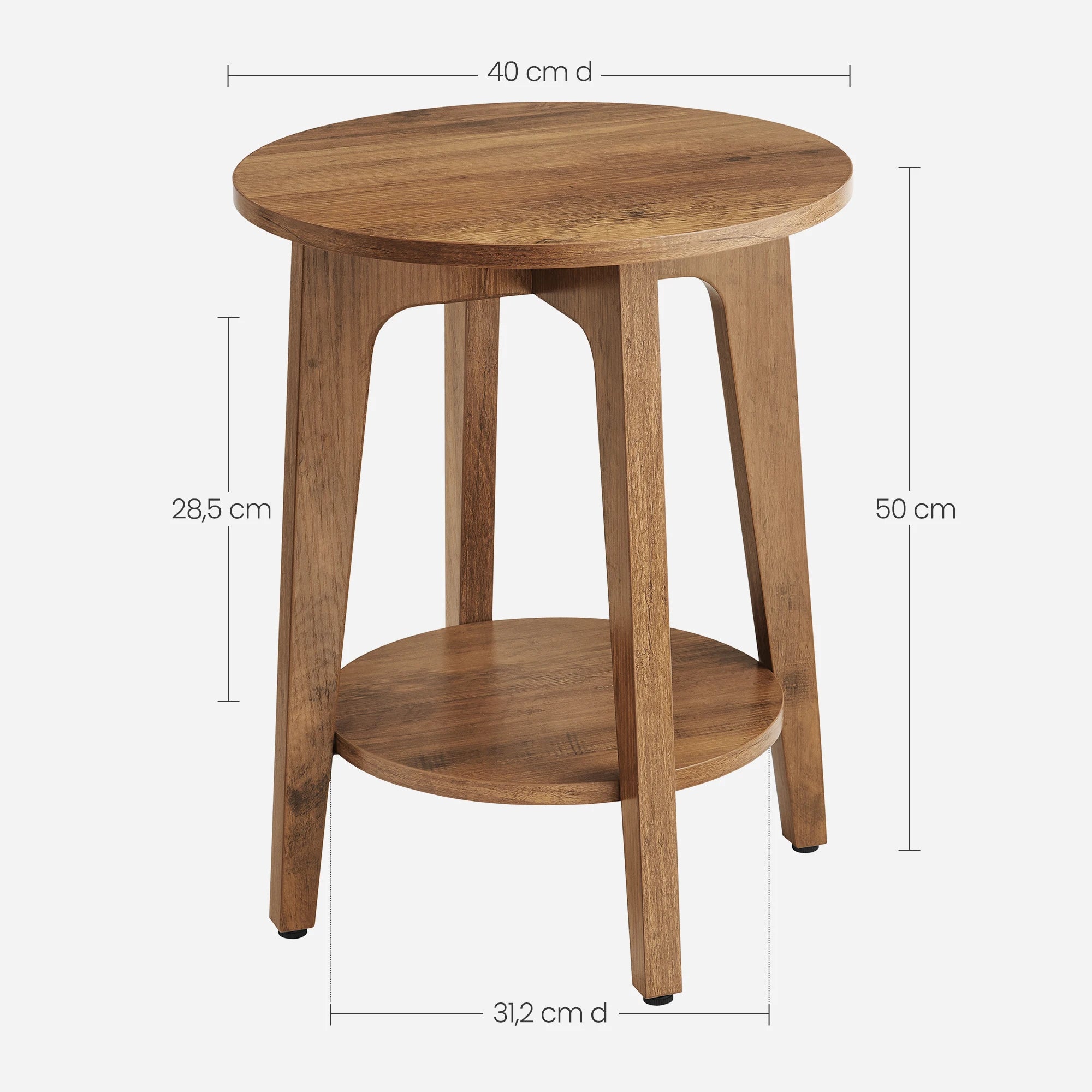 Ronde Bijzettafel met Onderplank - Modern Nachtkastje
