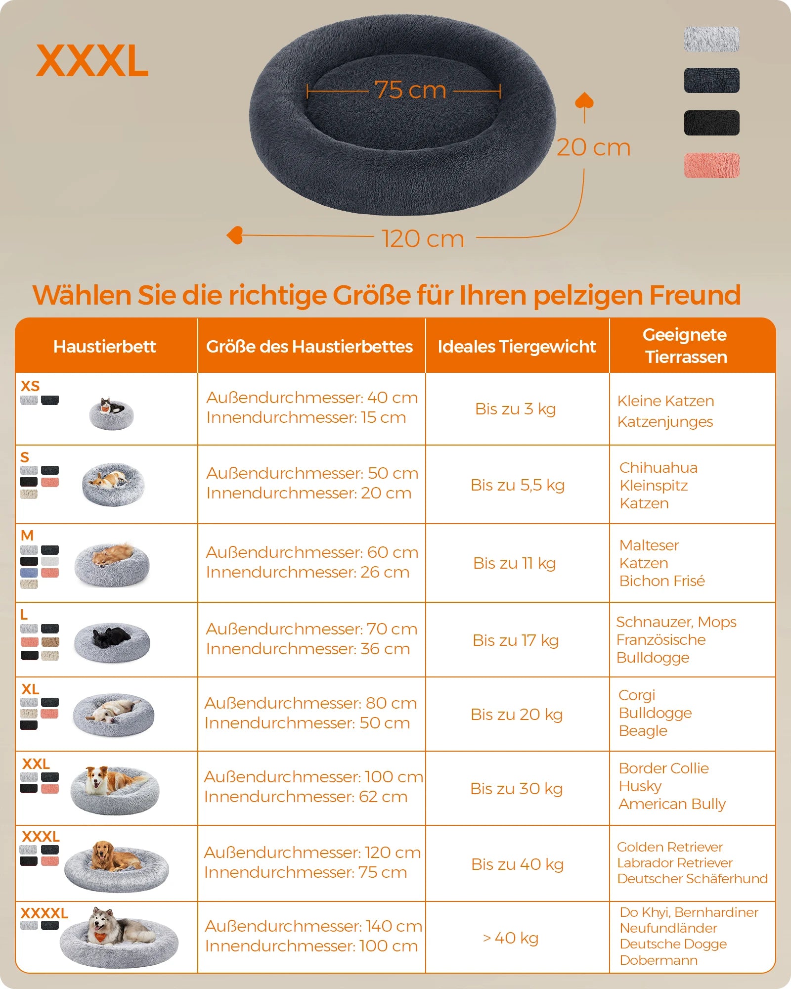 Huisdierbed Donutvormig - Wasbaar - Lang Pluche