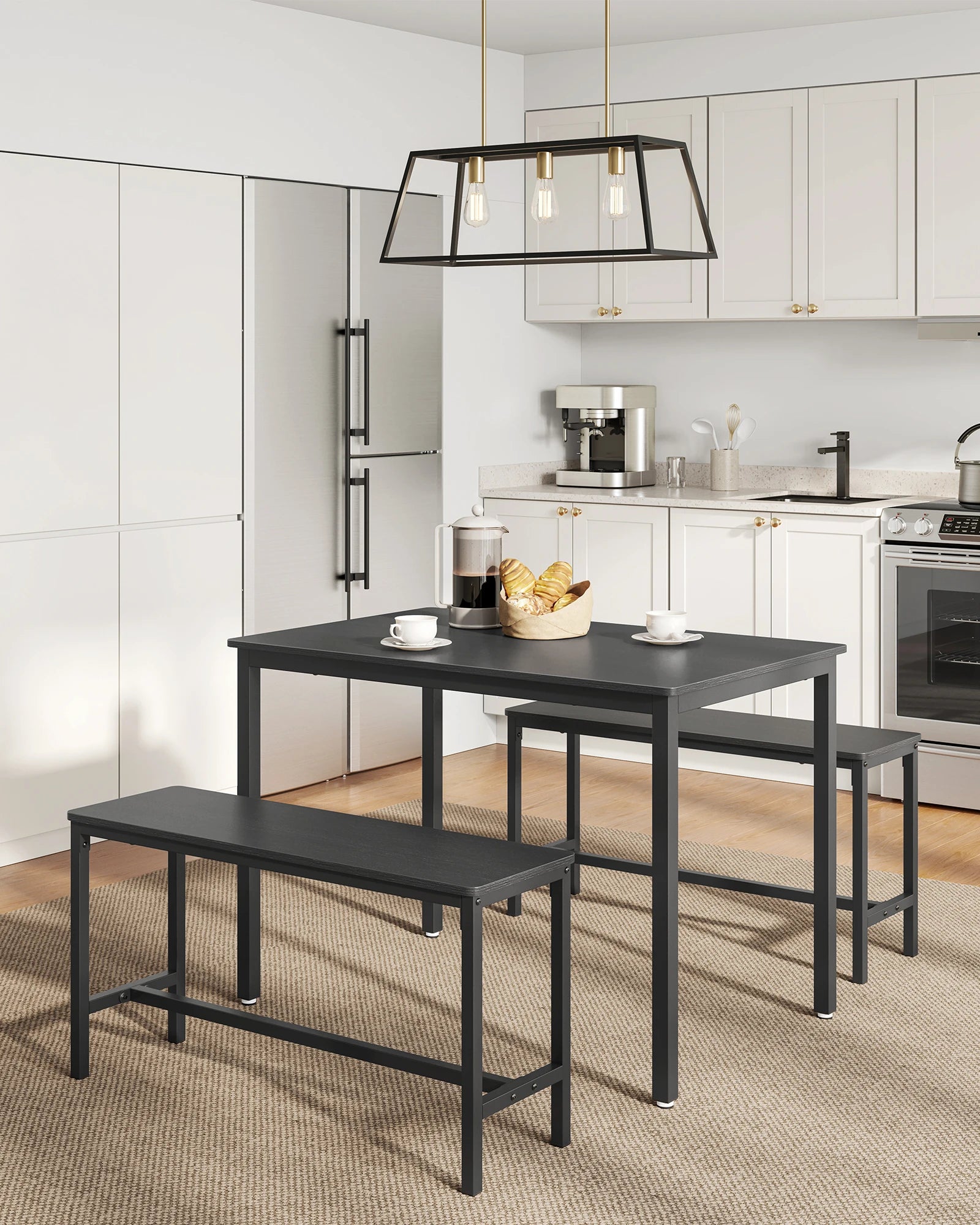 Eetkamertafel Set met 2 Banken 110x70x75 cm