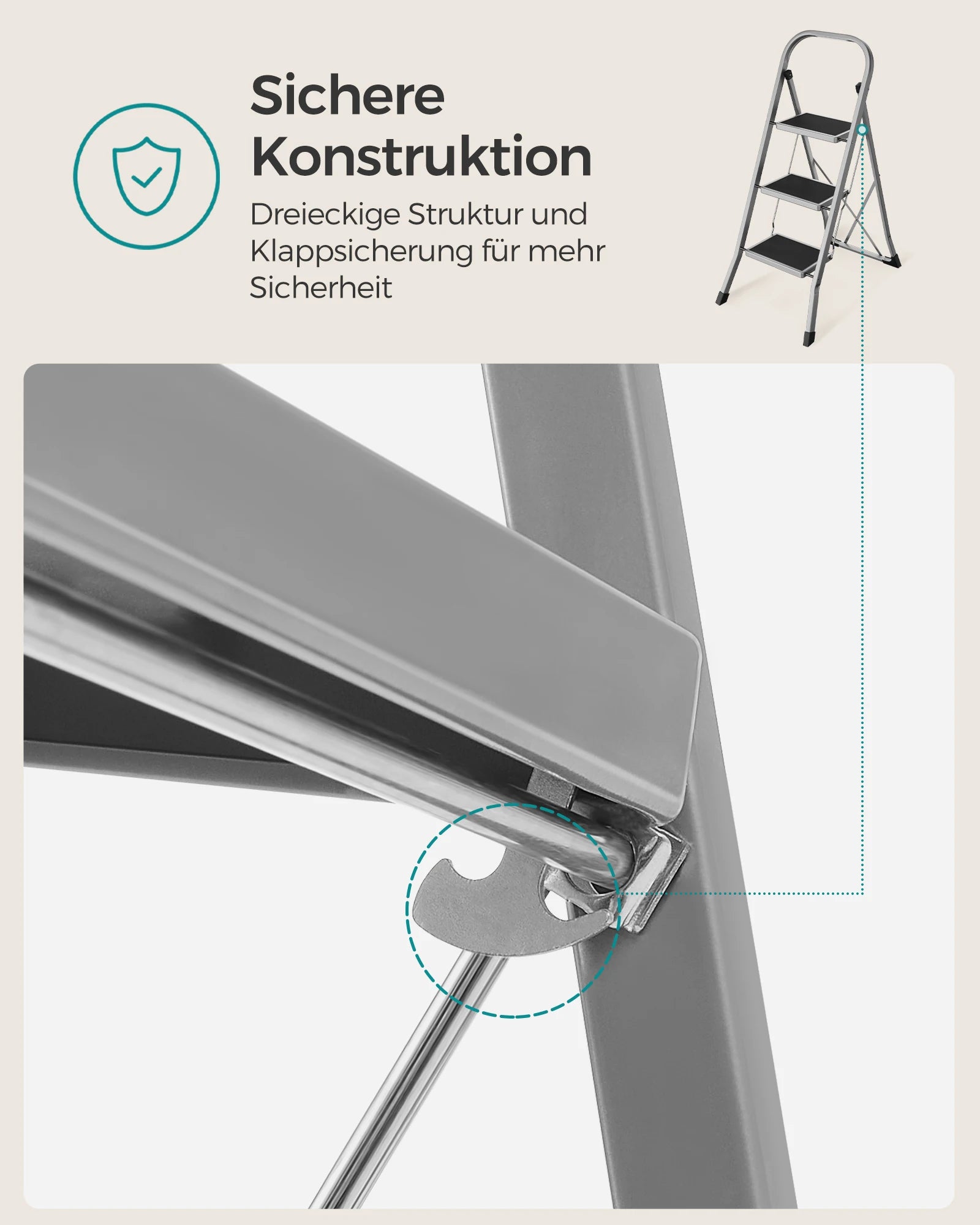 3-Traps Ladder - Antislip - Met Handrail