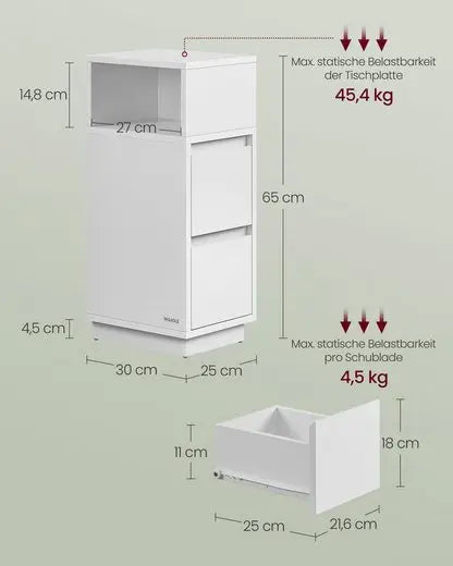 Set Nachtkastjes - Smal - Met Lades