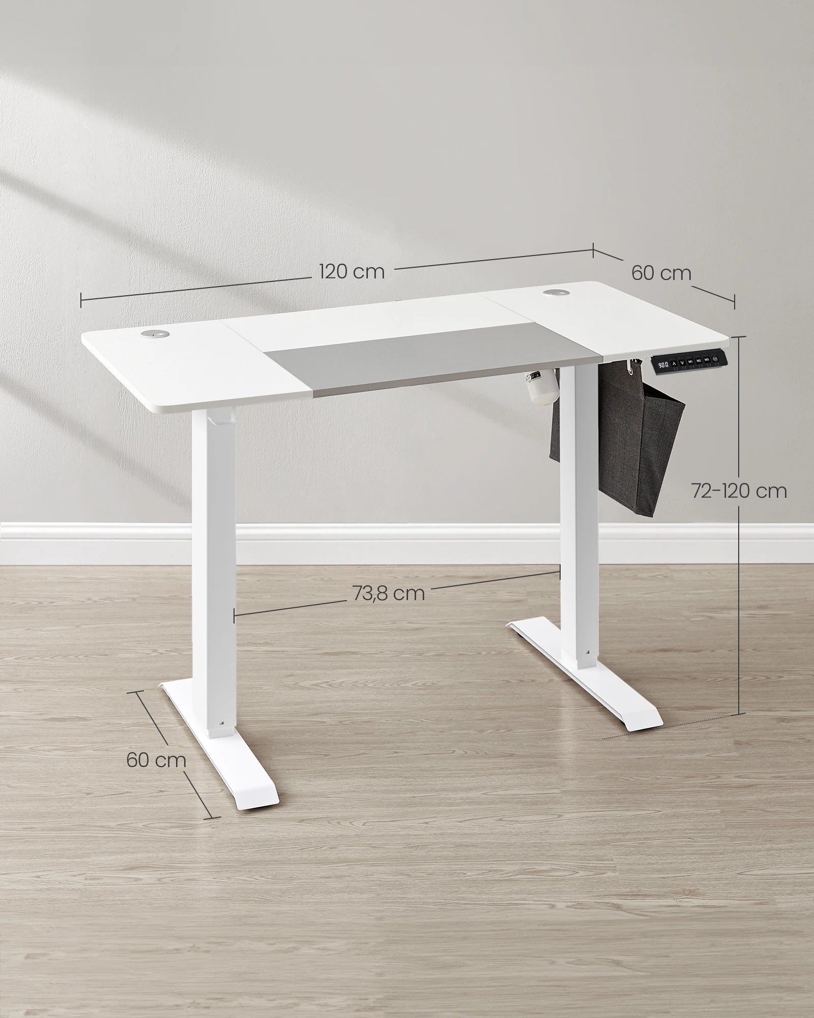 Elektrisch Verstelbaar Bureau 120x60 cm – Hoogte 72-120 cm – Continu Verstelbaar – Spliced Plate – Ergonomisch Zit-Sta Bureau