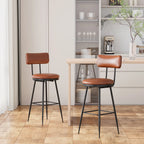 360° Draaibare Barkruk Set Van 2 - Rugleuning - Faux Leather