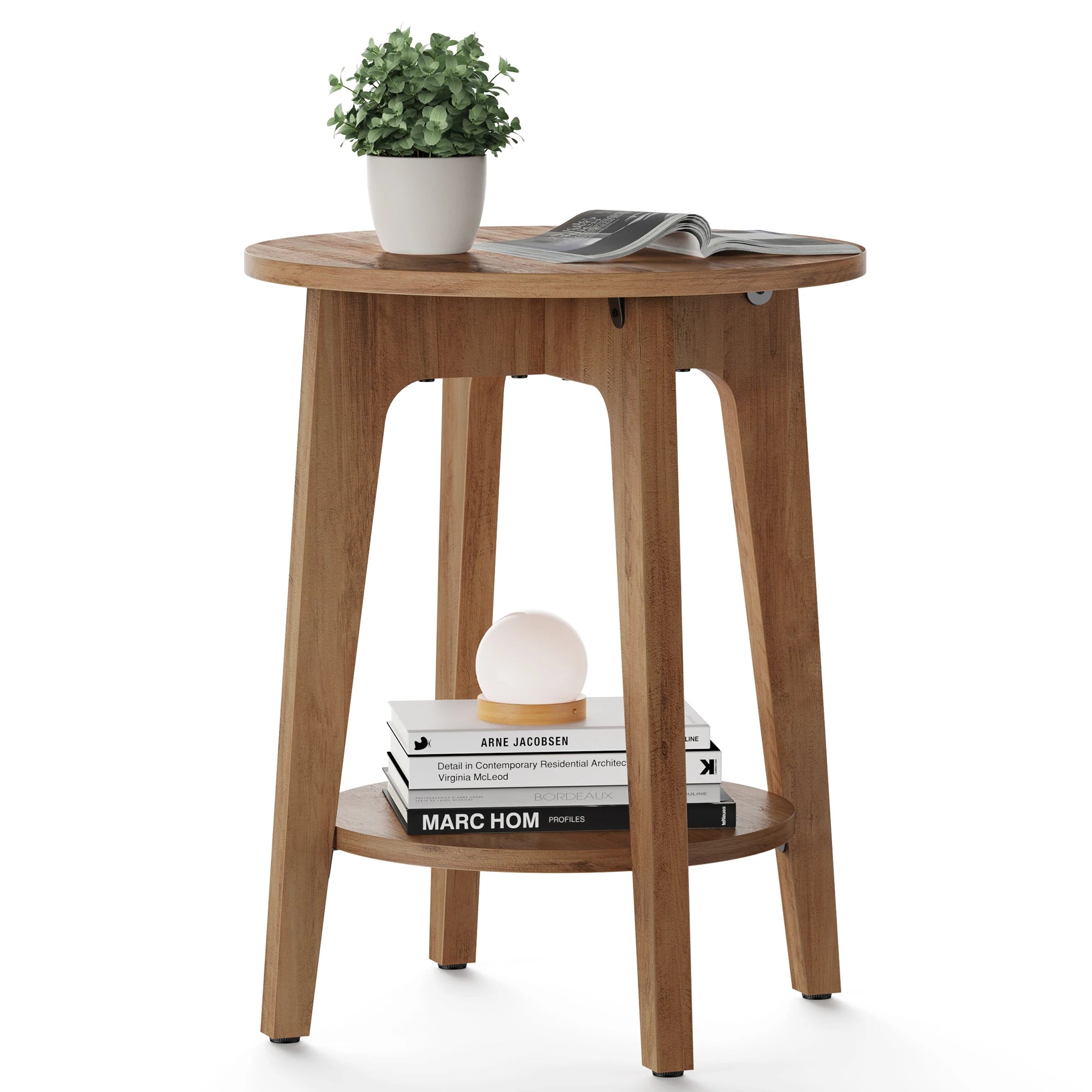 Ronde Bijzettafel met Onderplank - Modern Nachtkastje