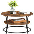 Ronde Salontafel met Plank - Industrieel Metaal Design