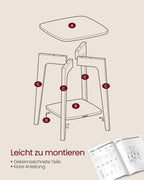 Vierkante Bijzettafel met Onderplank - Klein Formaat