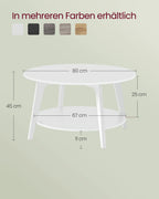 Ronde Salontafel 2-Laags 80 cm - Wit Woonkamer Tafel