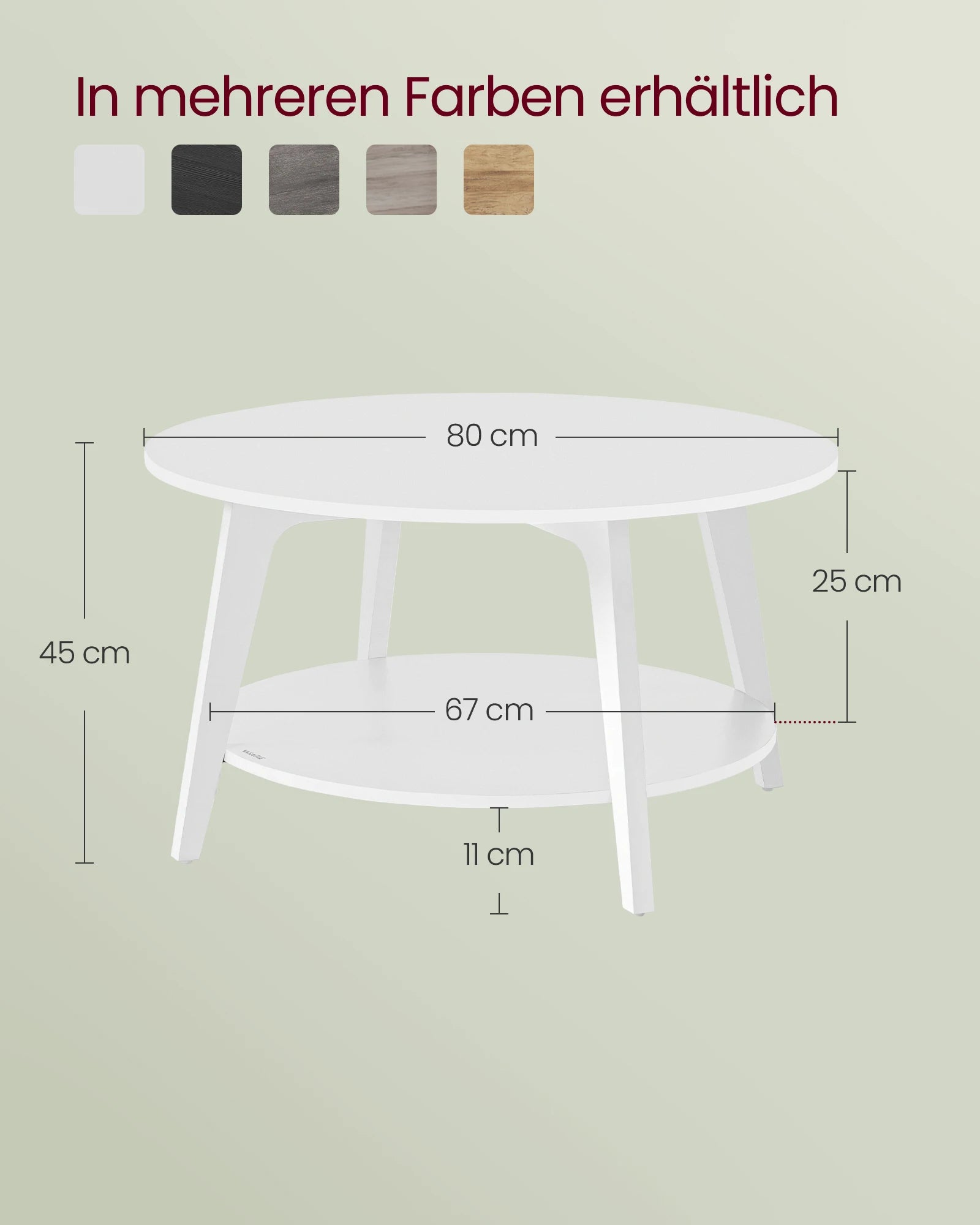 Ronde Salontafel 2-Laags 80 cm - Wit Woonkamer Tafel