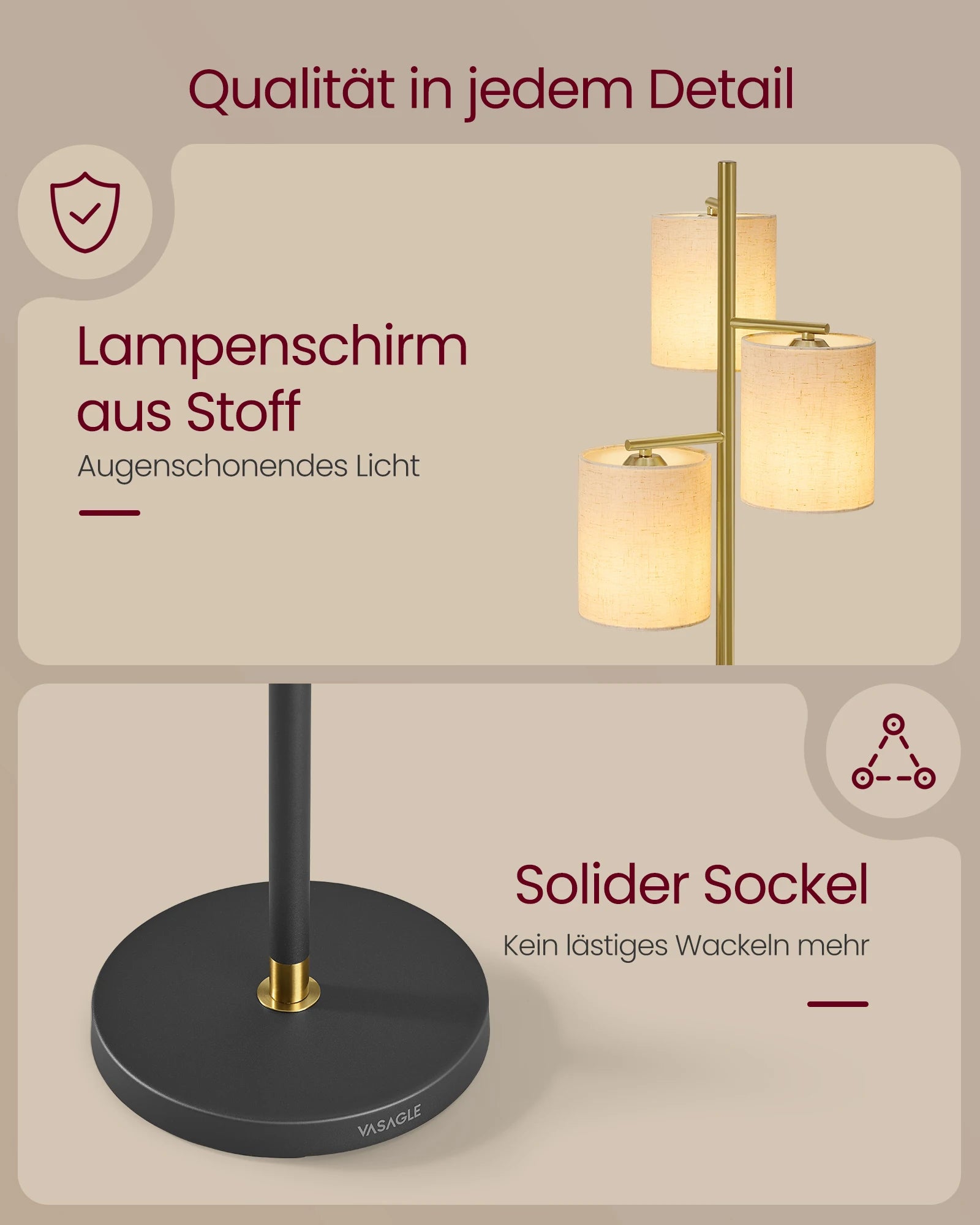 Vloerlamp Met Verstelbare Helderheid - Stoffen Kap