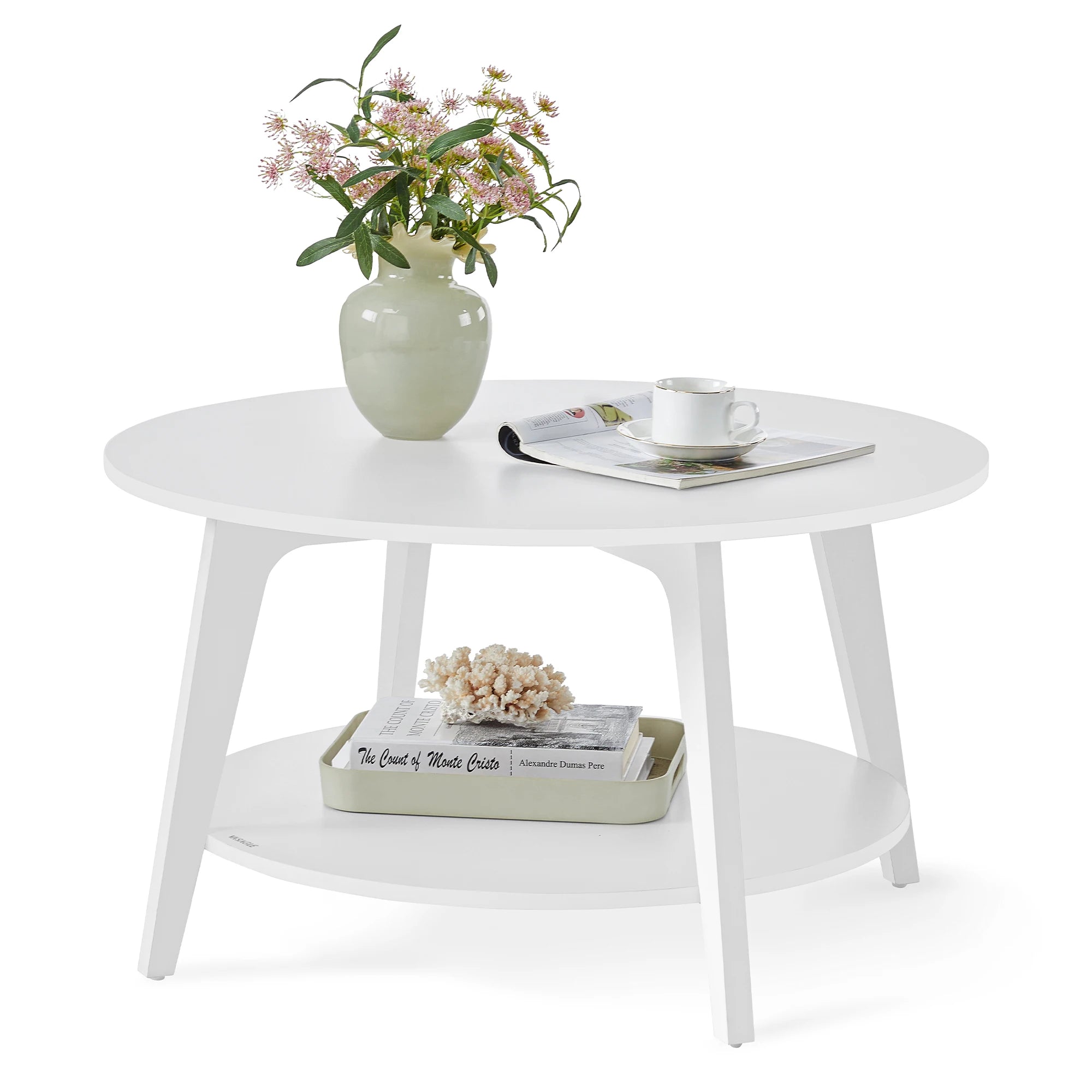Ronde Salontafel 2-Laags 80 cm - Wit Woonkamer Tafel