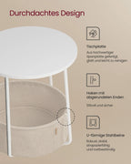 Ronde Bijzettafel met Opbergbak - Kleine Salontafel