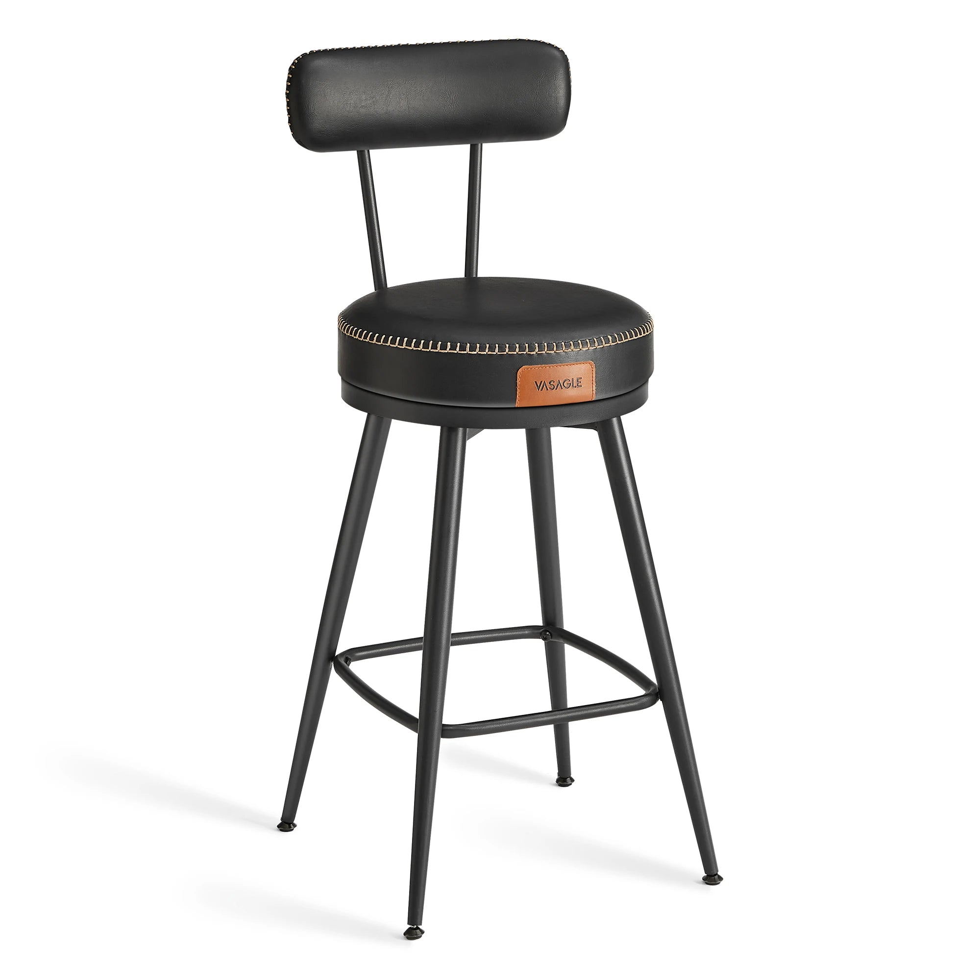 Set Van 2 Draaibare Barkrukken Met Rugleuning - Faux Leather