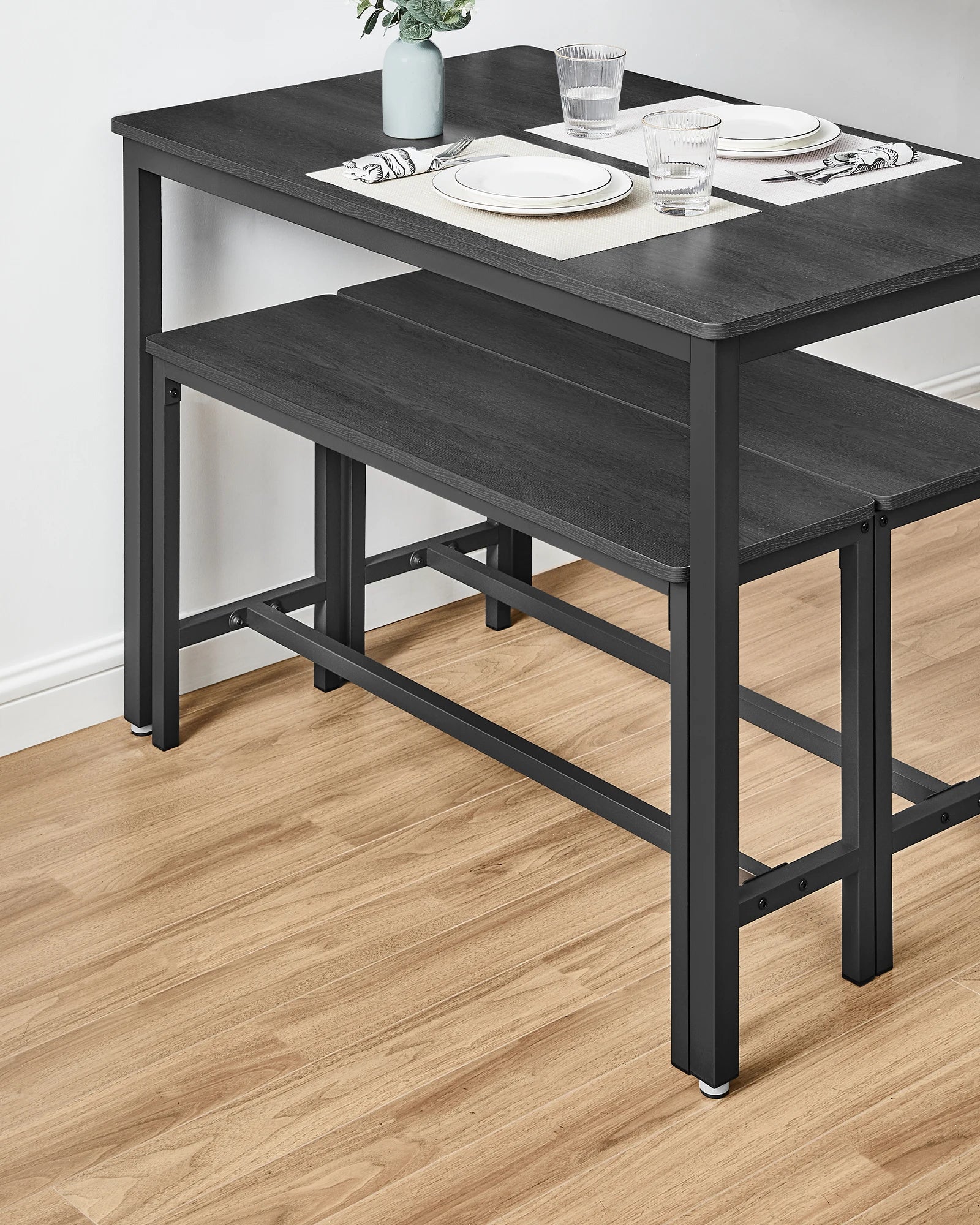 Eetkamertafel Set met 2 Banken 110x70x75 cm