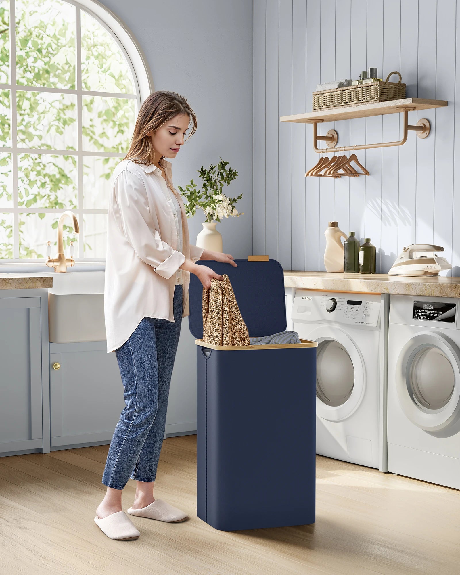 Wasmand met Deksel 90L - Uitneembare Waszak
