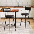 360° Draaibare Barkruk Set Van 2 - Rugleuning - Faux Leather