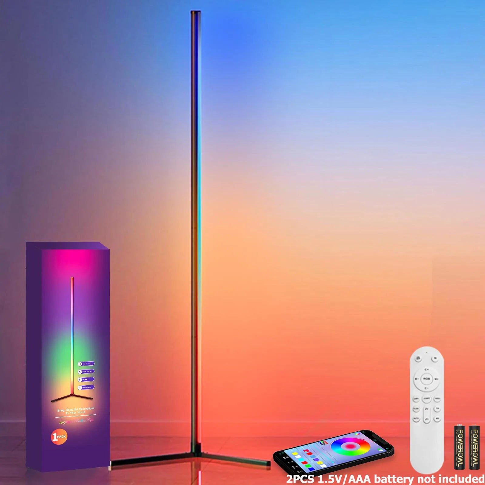 Smart RGB LED Hoek Vloerlamp met Afstandsbediening