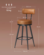 Set Van 2 Draaibare Barkrukken Met Rugleuning - Faux Leather
