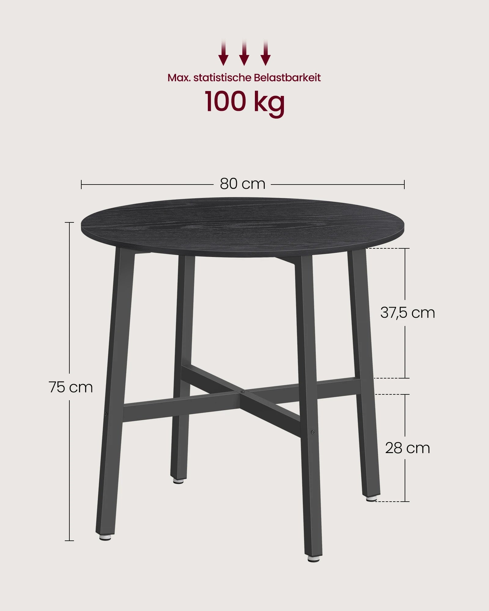 Ronde Eettafel 80 cm - Kleine Keuken Tafel Industrieel