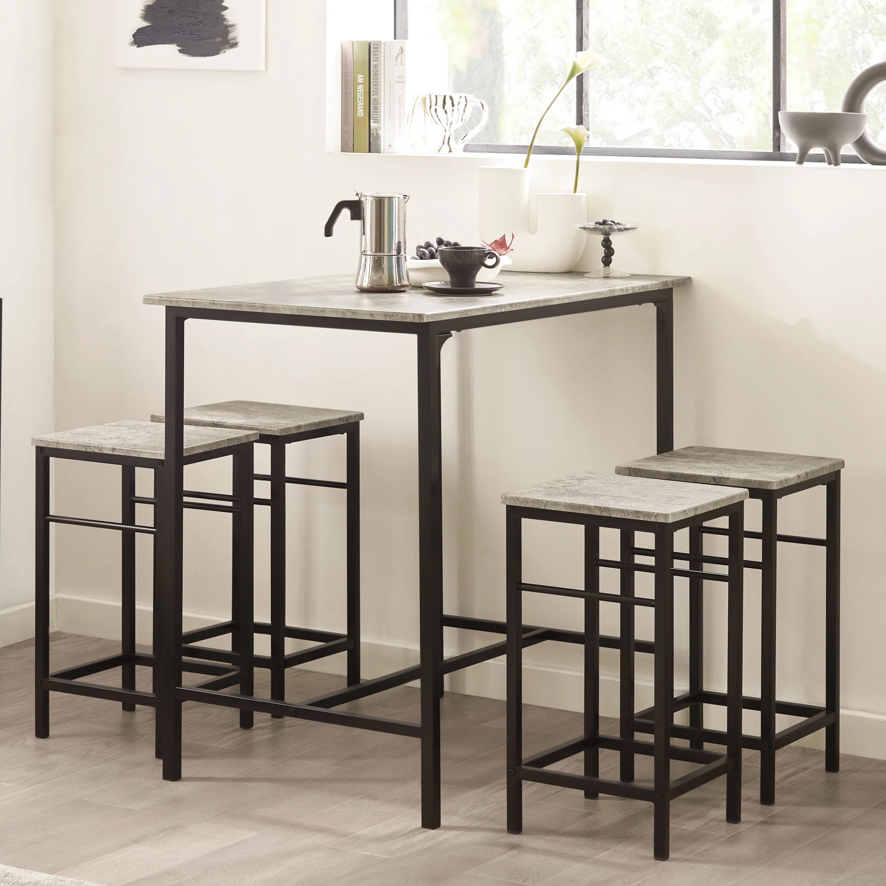 Bistro Bartafel Set 5-Delig met 4 Stoelen - Eetgroep