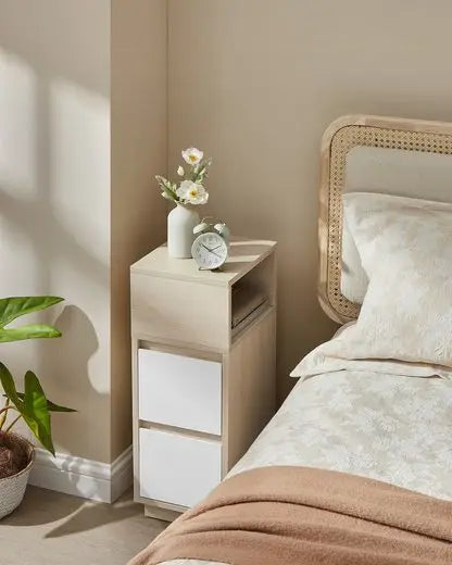 Smalle Nachtkastjes Set van 2 - 2 Lades Opbergruimte