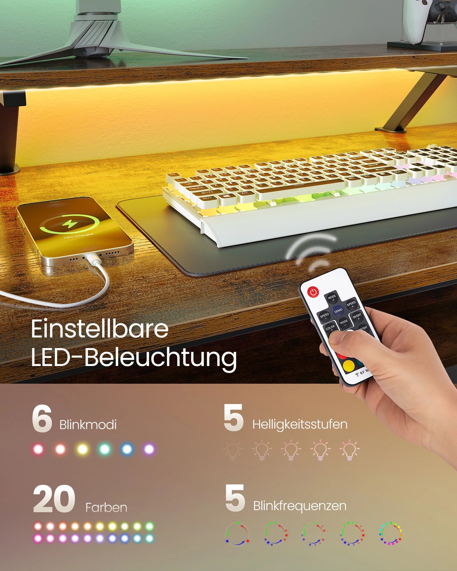 L-Vorm Bureau met Stopcontacten - Gaming & Werkplek