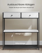 Smalle Consoletafel 80 cm met 2 Stoffen Lades
