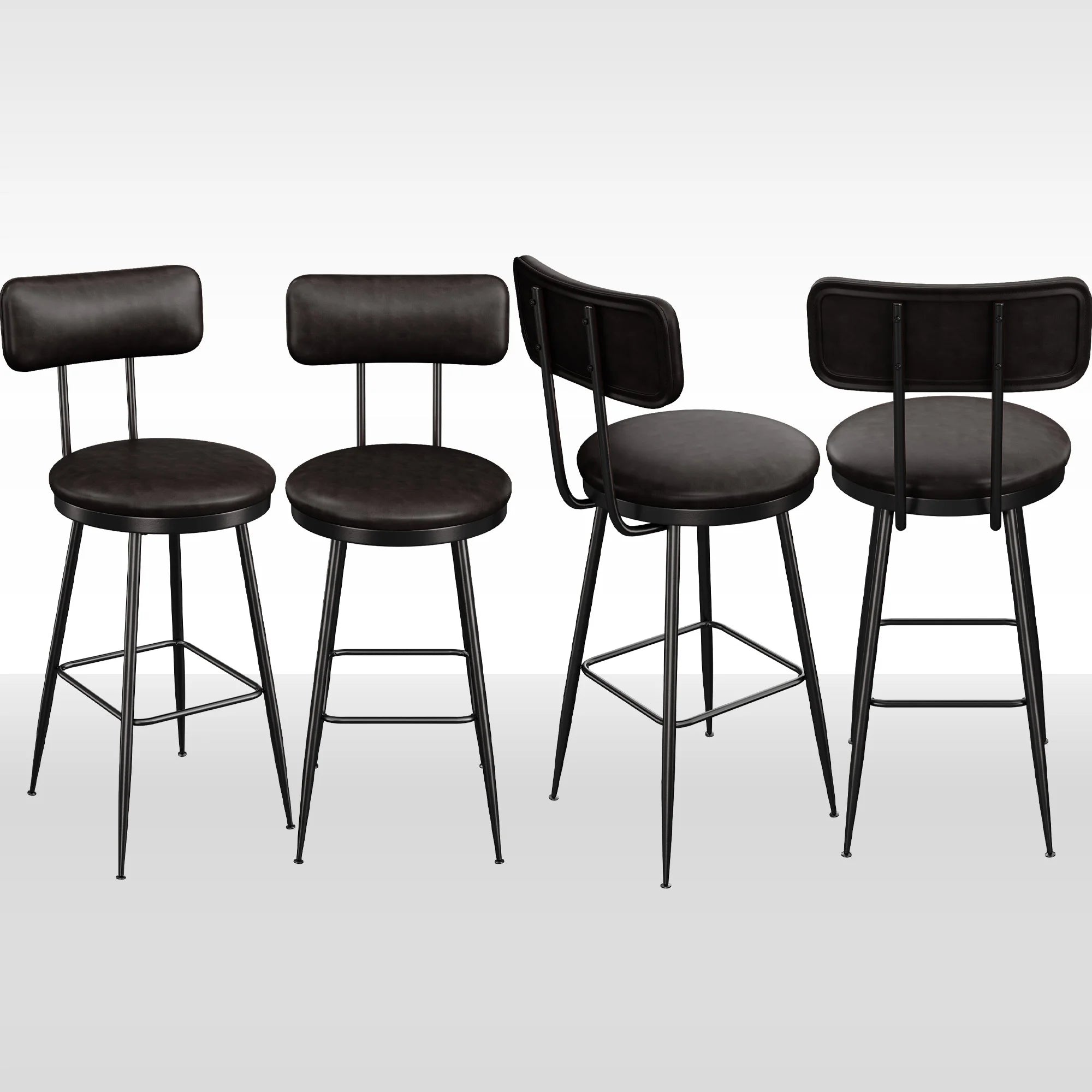 360° Draaibare Barkruk Set Van 2 - Rugleuning - Faux Leather