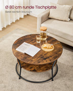 Ronde Salontafel met Plank - Industrieel Metaal Design
