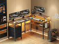 L-Vorm Bureau met Stopcontacten - Gaming & Werkplek