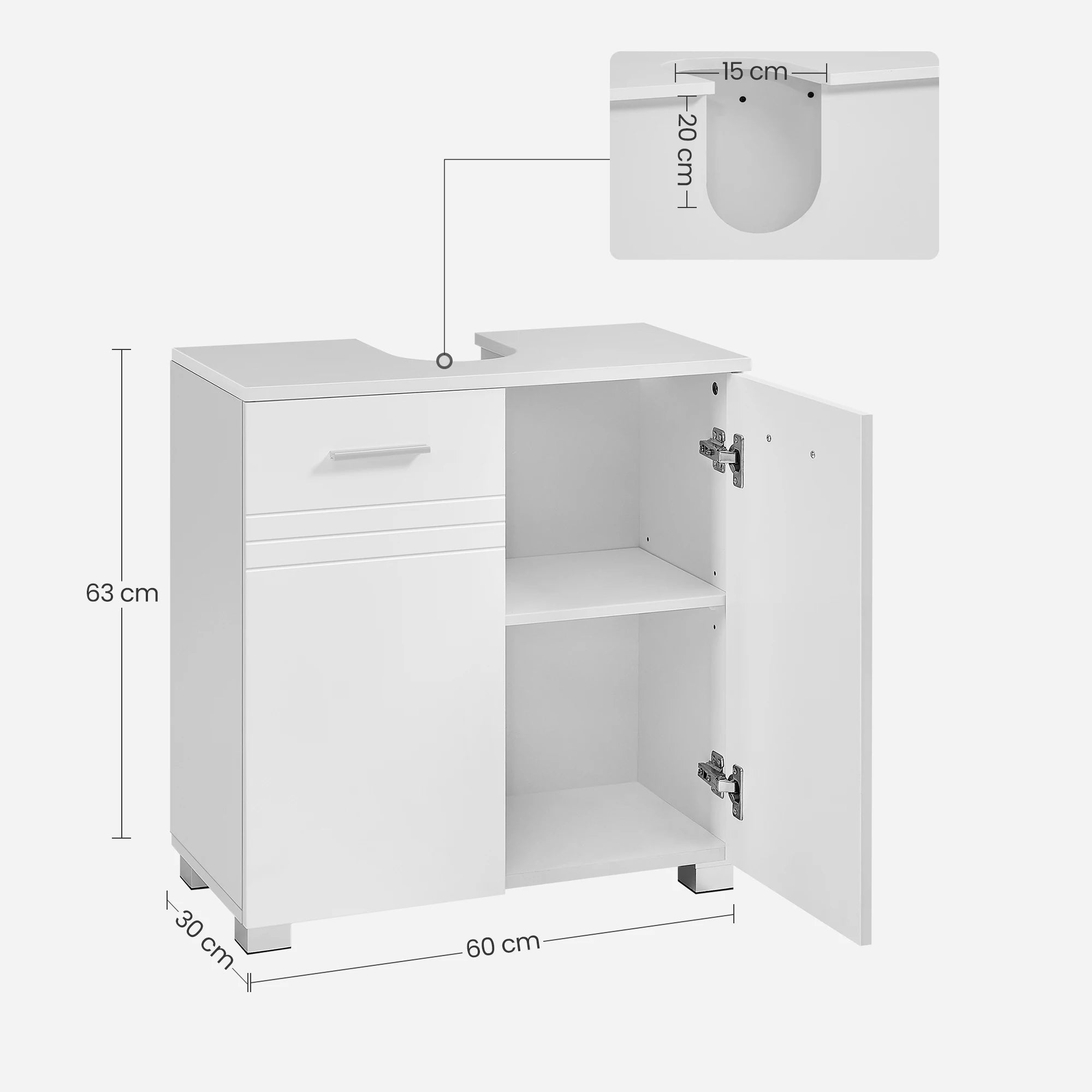 Wastafel Onderkast 60 cm - Badkamerkast met 2 Deuren