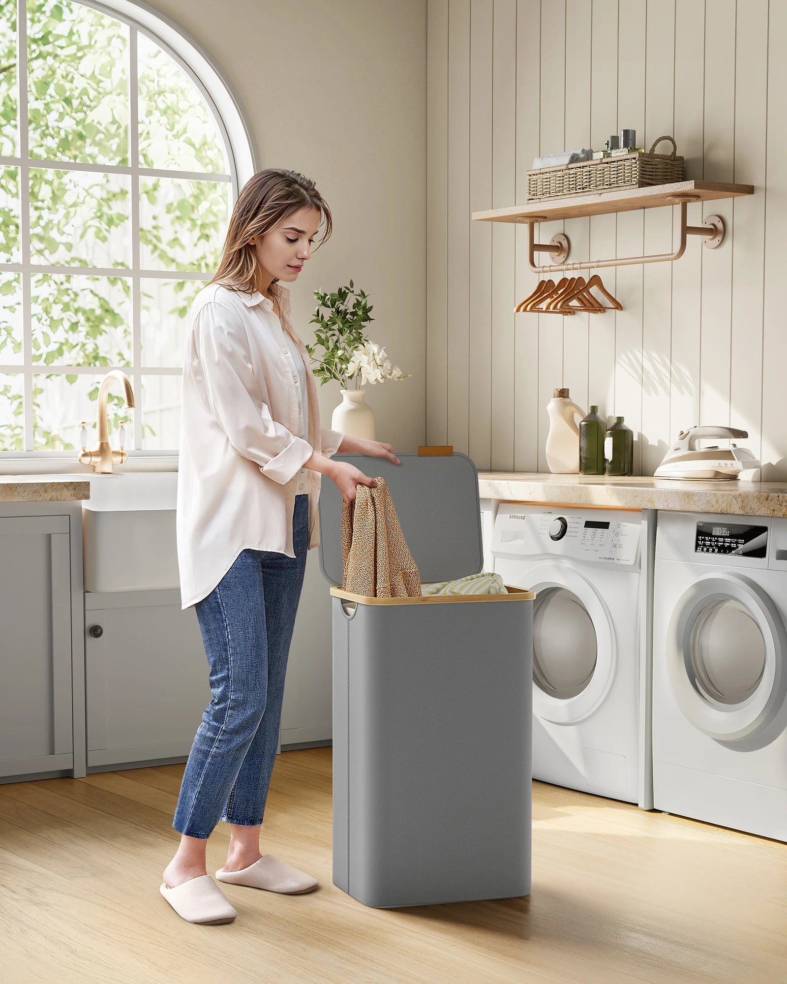 Wasmand met Deksel 90L - Uitneembare Waszak