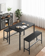 Eetkamertafel Set met 2 Banken 110x70x75 cm