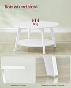 Ronde Salontafel 2-Laags 80 cm - Wit Woonkamer Tafel