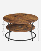 Ronde Salontafel met Plank - Industrieel Metaal Design