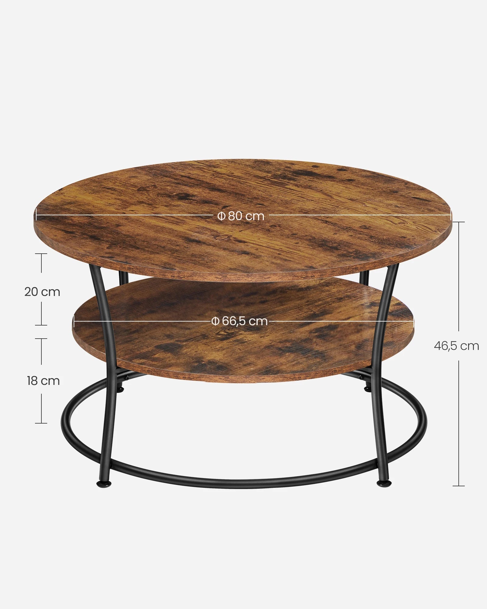 Ronde Salontafel met Plank - Industrieel Metaal Design