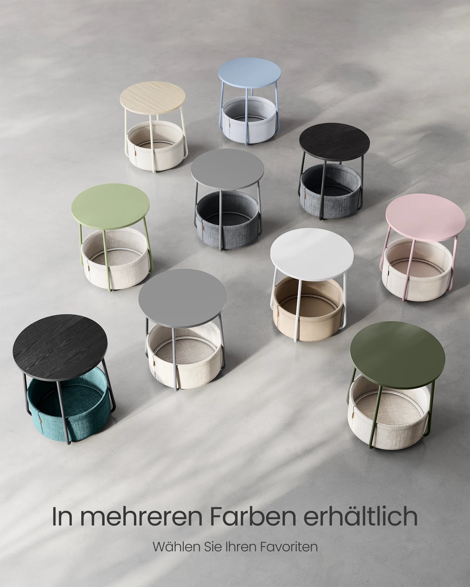 Ronde Bijzettafel met Opbergbak - Kleine Salontafel