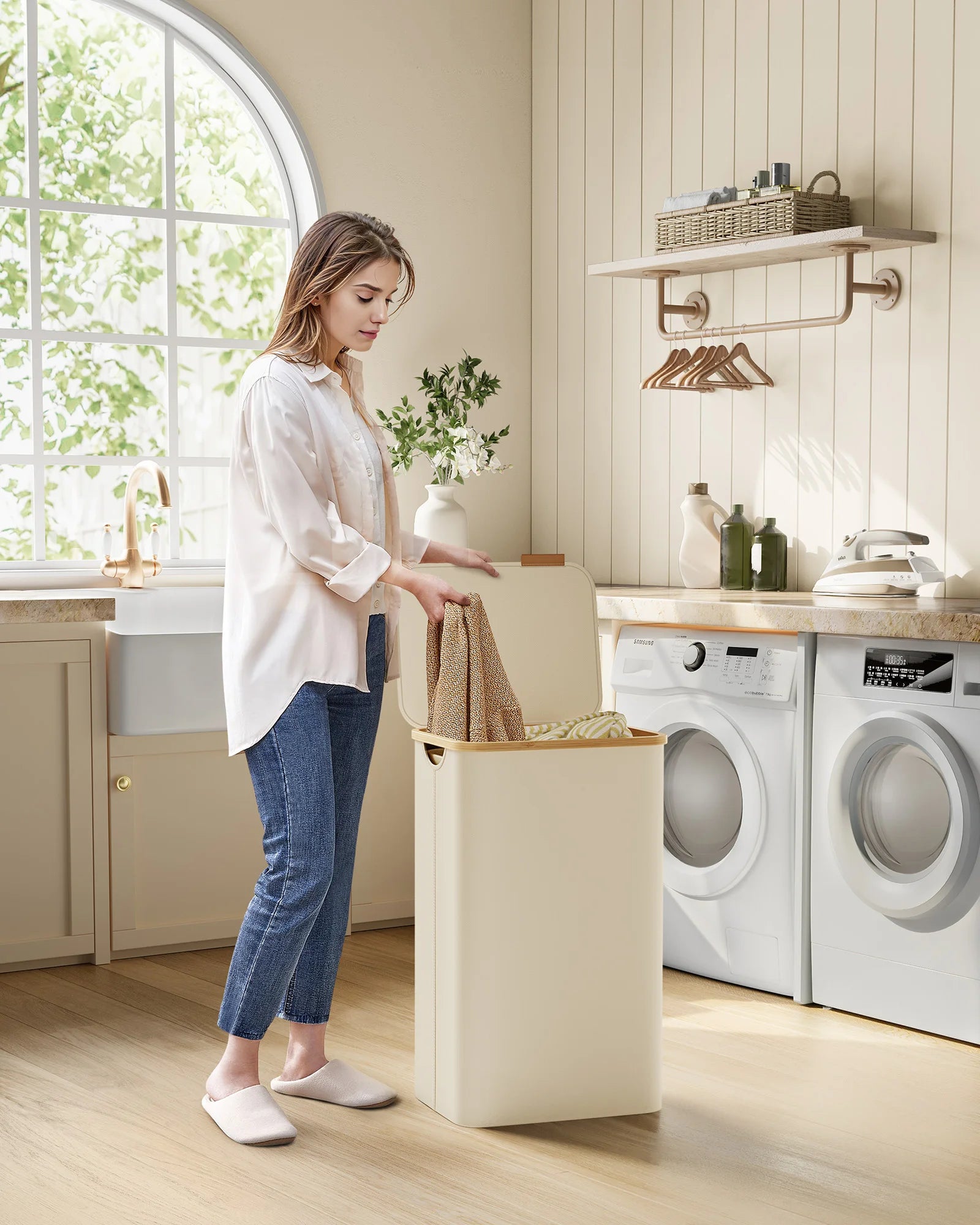 Wasmand met Deksel 90L - Uitneembare Waszak