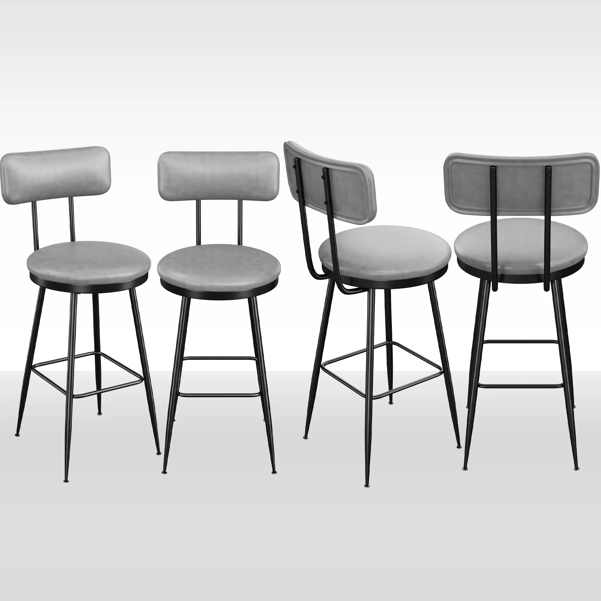 360° Draaibare Barkruk Set Van 2 - Rugleuning - Faux Leather