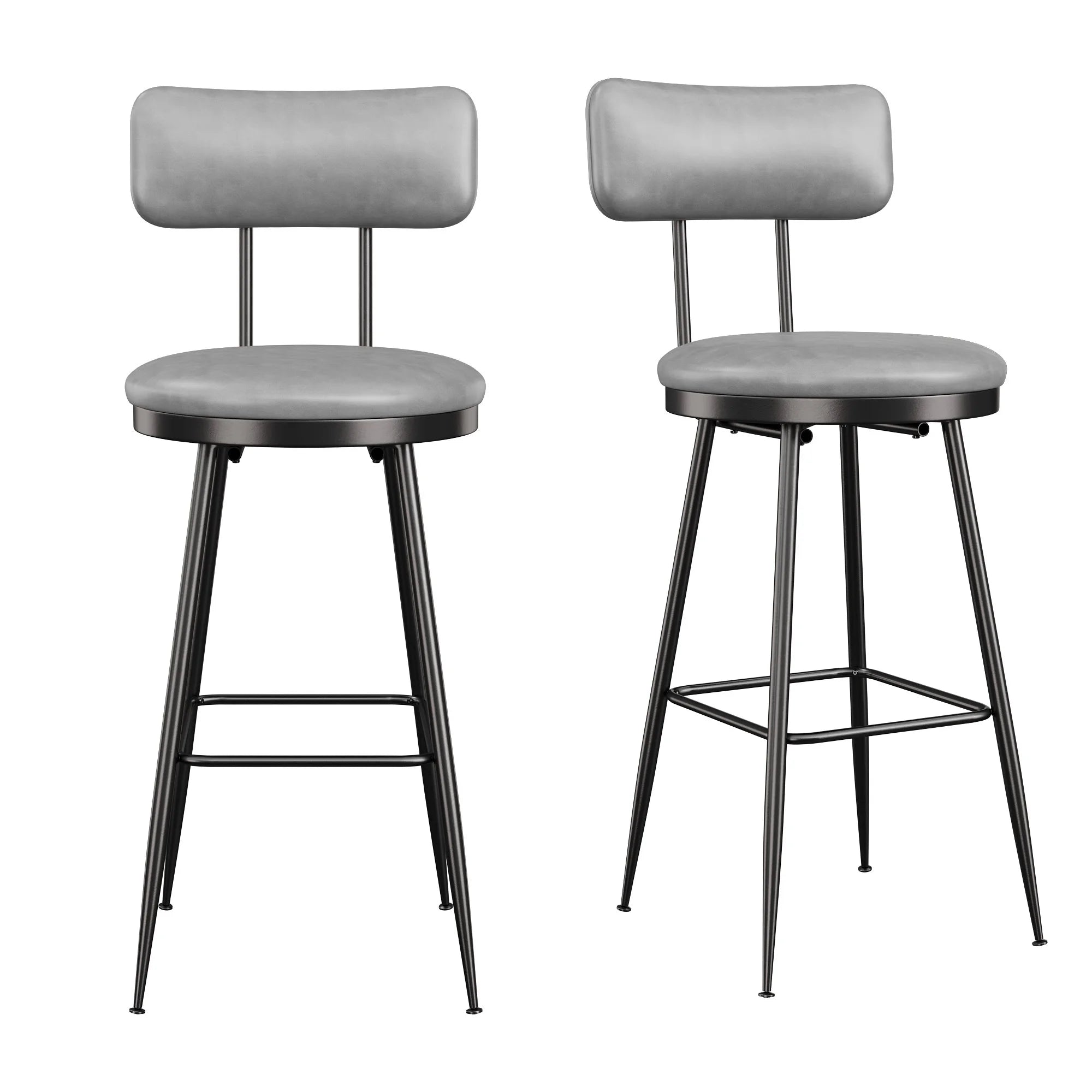 360° Draaibare Barkruk Set Van 2 - Rugleuning - Faux Leather