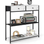 Smalle Consoletafel 80 cm met 2 Stoffen Lades