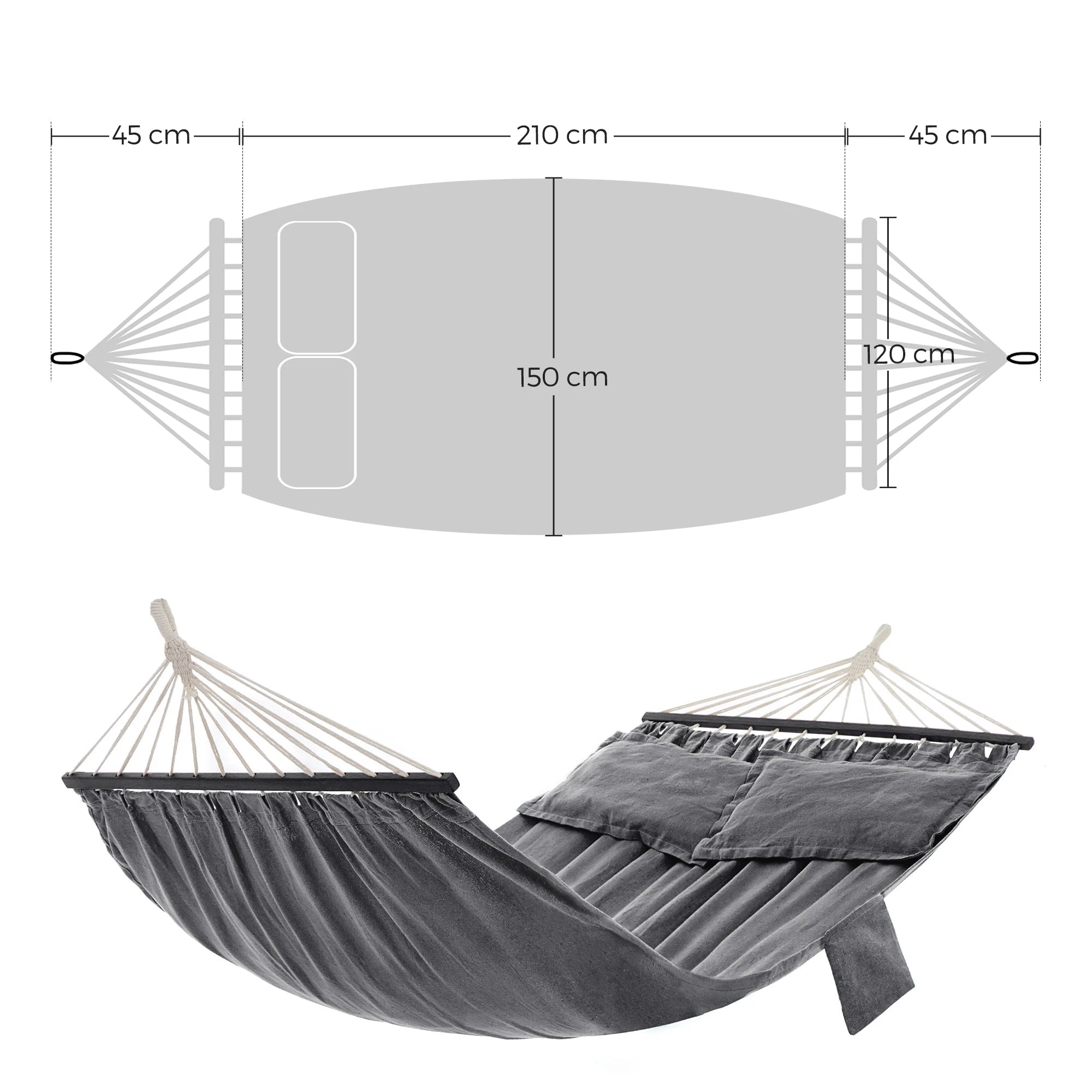 Hangmat met Standaard 210x150 cm - Outdoor Tot 300 kg