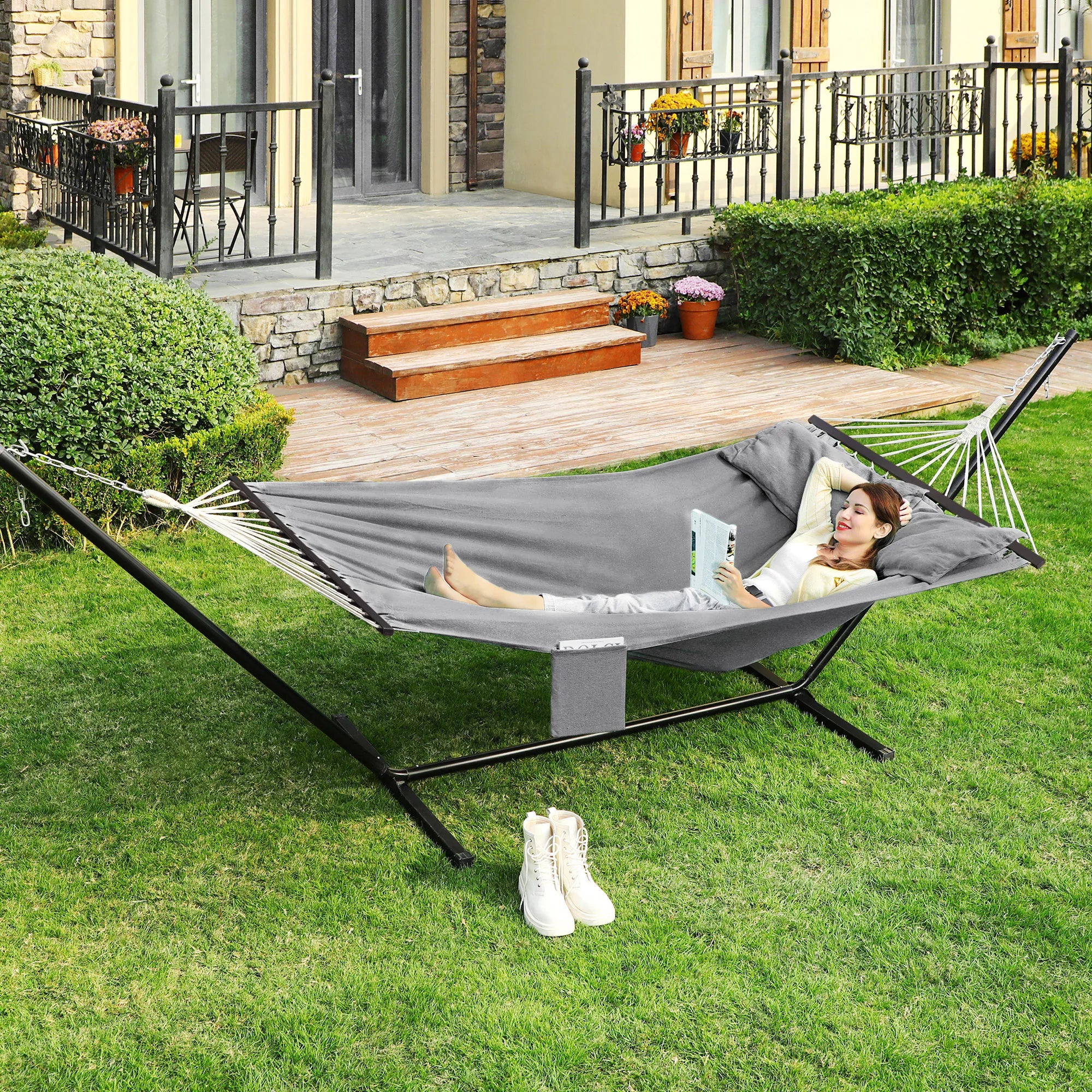 Hangmat met Standaard 210x150 cm - Outdoor Tot 300 kg