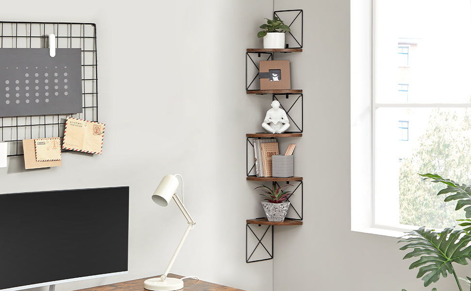 Hoek Wandplank 5-Lagen Zigzag Design - Boekenplank