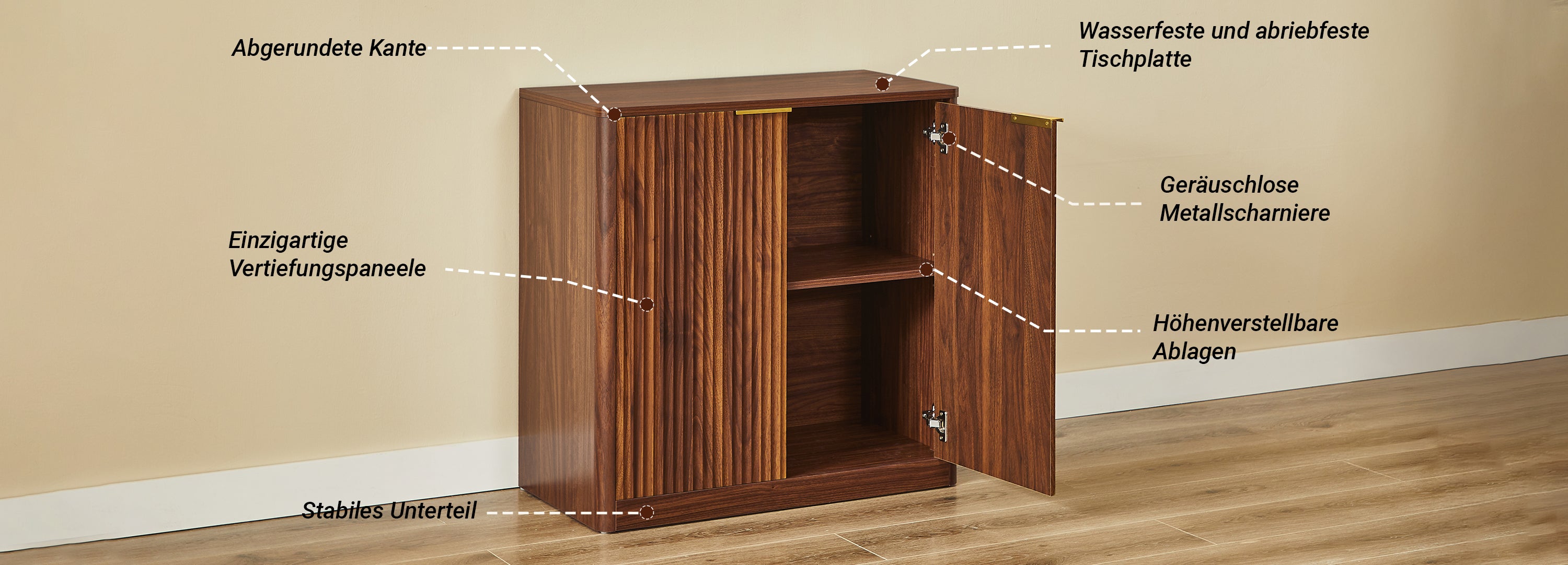 Sideboard Modern - Verstelbare Planken - 120x40x76 Cm